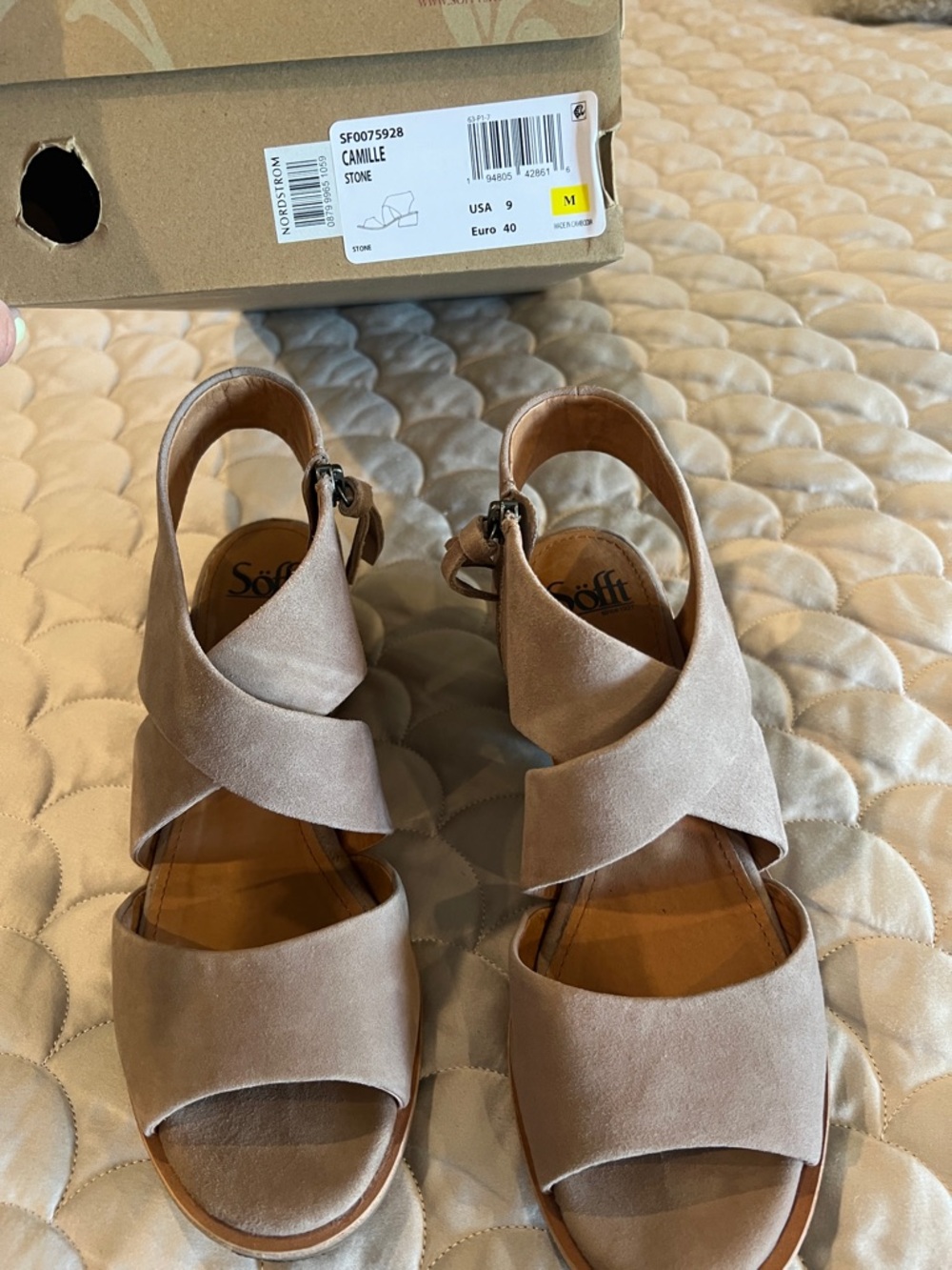 Sofft Stone Suede Crisscross Slingback Sandals